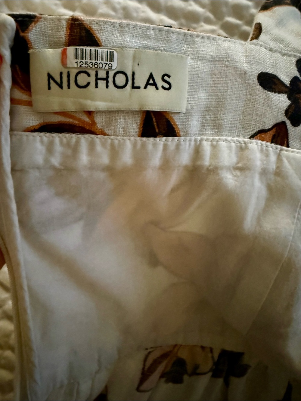 Nicholas Floral Long Tier Maxi Linen Sleeveless Lined Brown White Dress Size 16 - Picture 10 of 12